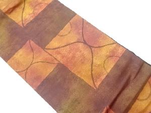 リサイクル　色紙に曲線模様織出し名古屋帯